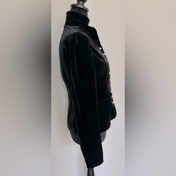 The Limited Black Velvet Blazer with Gold Rhinestone Buttons - Picture 4 of 7